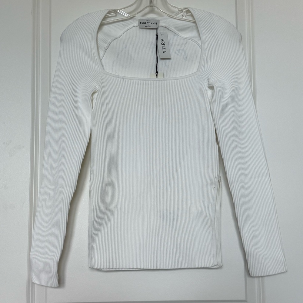 Aritzia White Sculpt Knit Long Sleeve - Size S